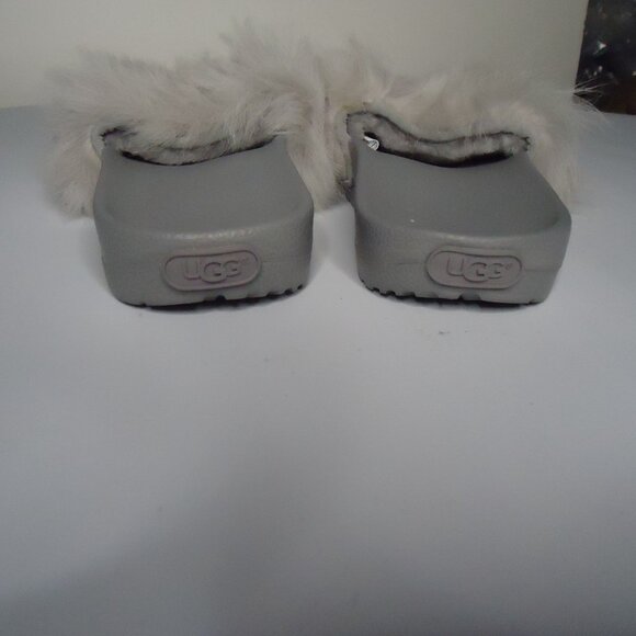 UGG Treadlite Lamb Fur Fluffy Gray Slide Slippers Sandals Size US 5 Women’s - Picture 4 of 5